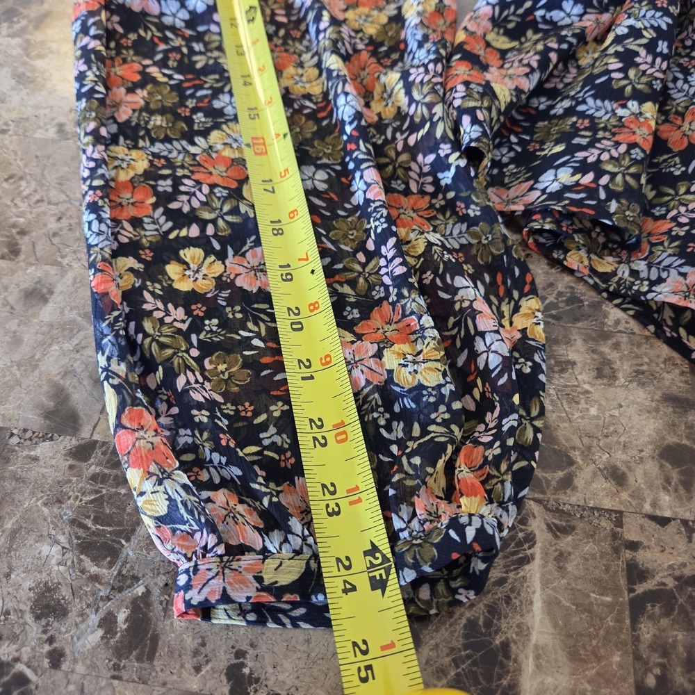 Loft sz XL blue floral chiffon blouse NWT sheer slvs garden boho cottagcore - Picture 8 of 12